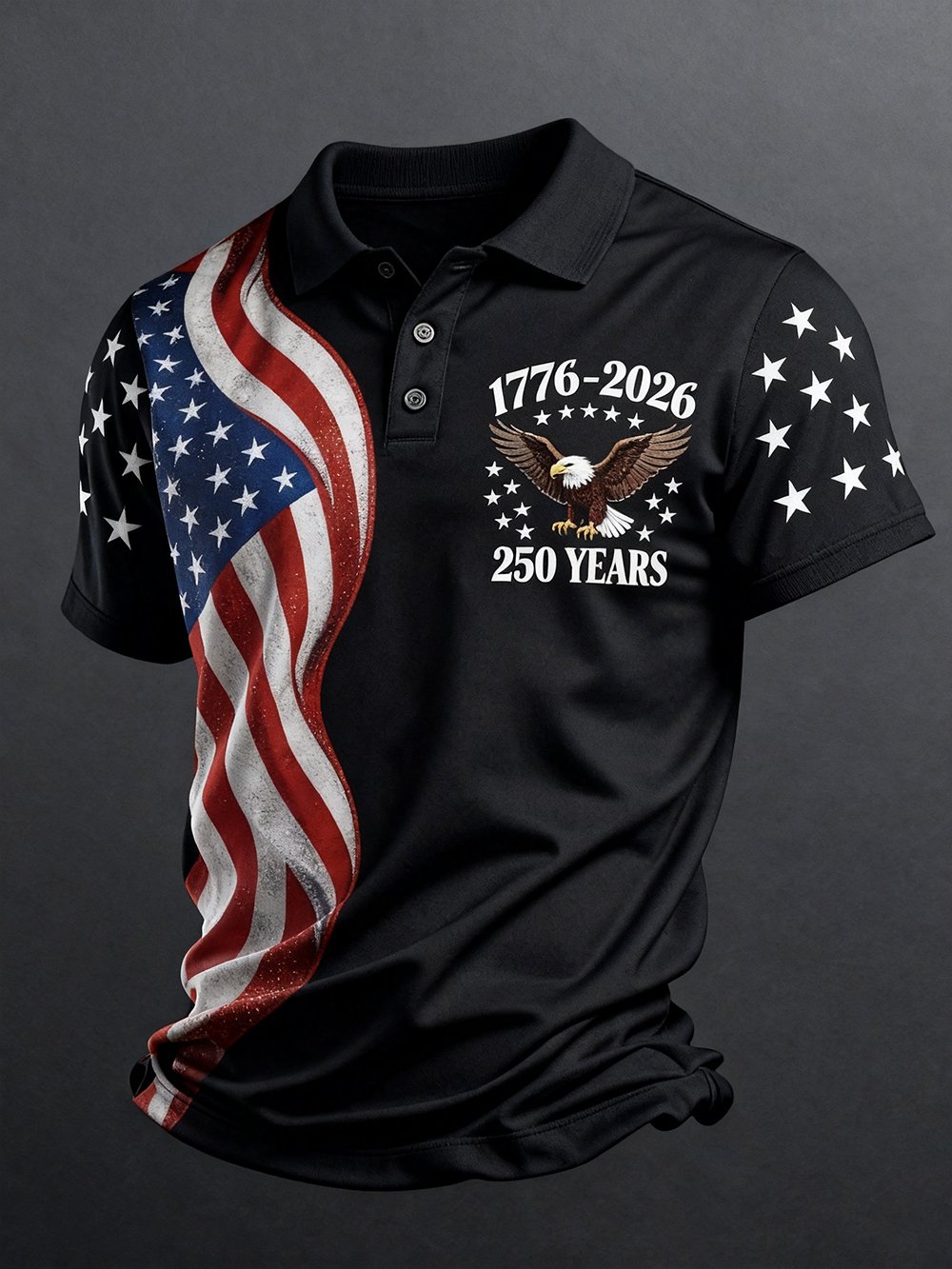 Men's 250th U.S. Independence Day Print Casual Short-Sleeve Polo Shirt