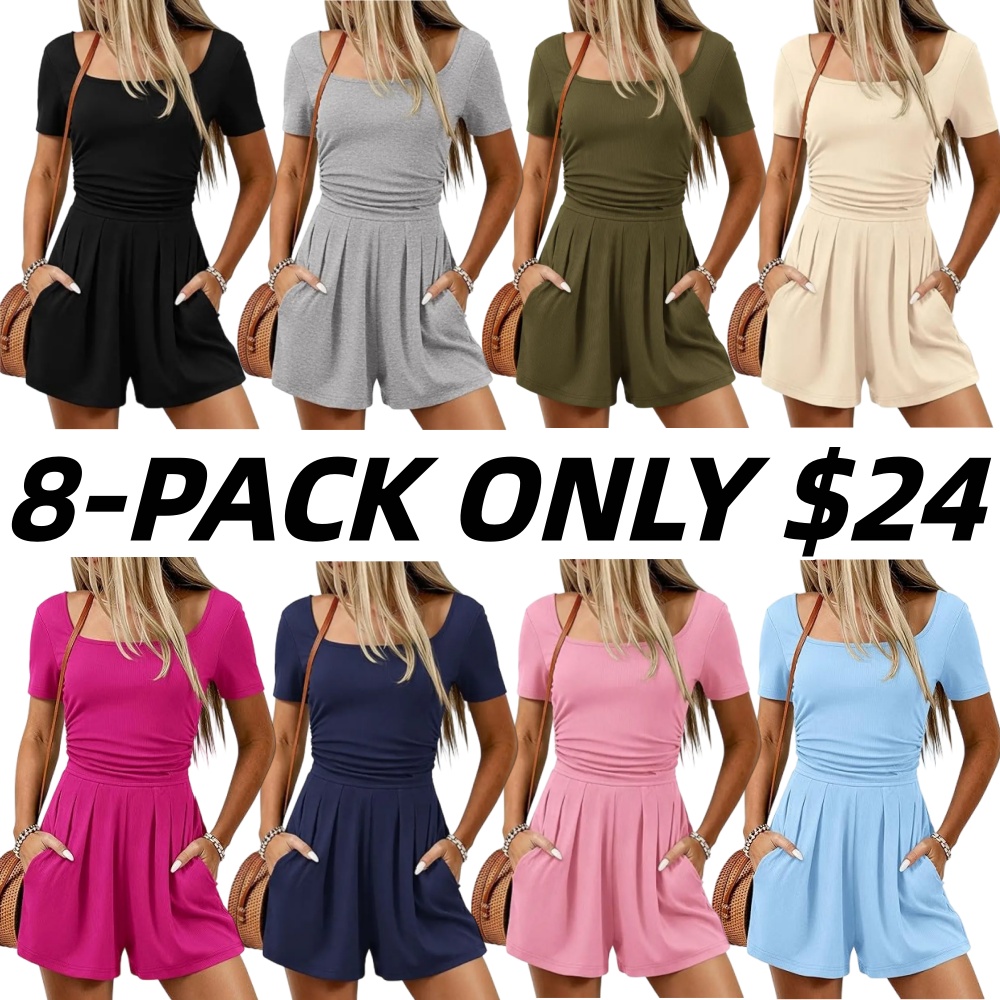 Women's Casual Short Sleeve Knit Romper