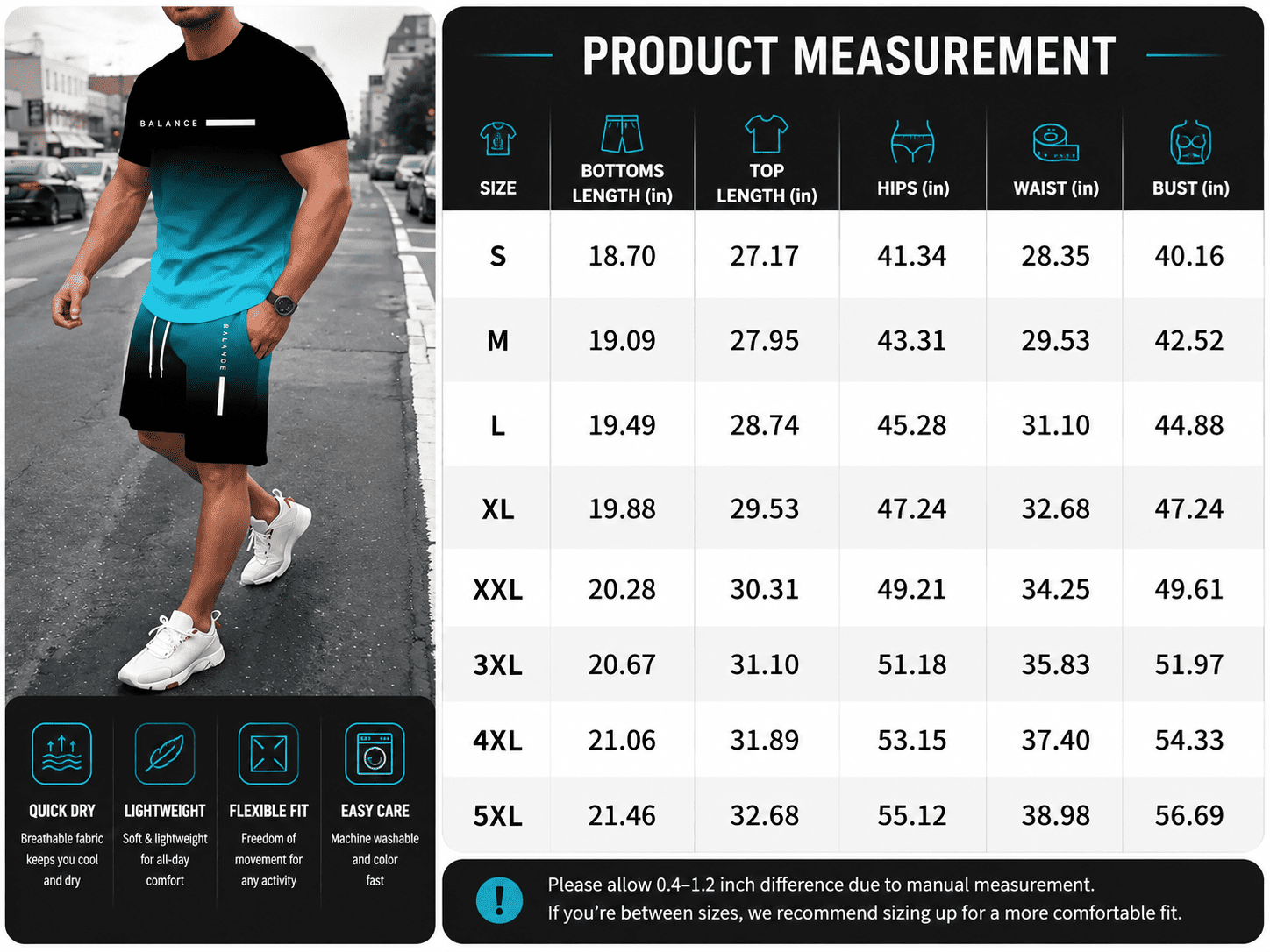 Men's Gradient Fitness Short Sleeve Set