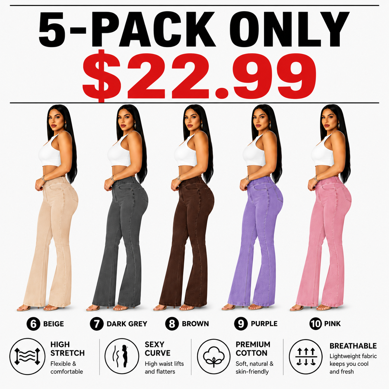 2026 Women's Back Shirred Button Front Jeans High Waist Pants with Pockets/High Waist Button Front Shirred Jeans