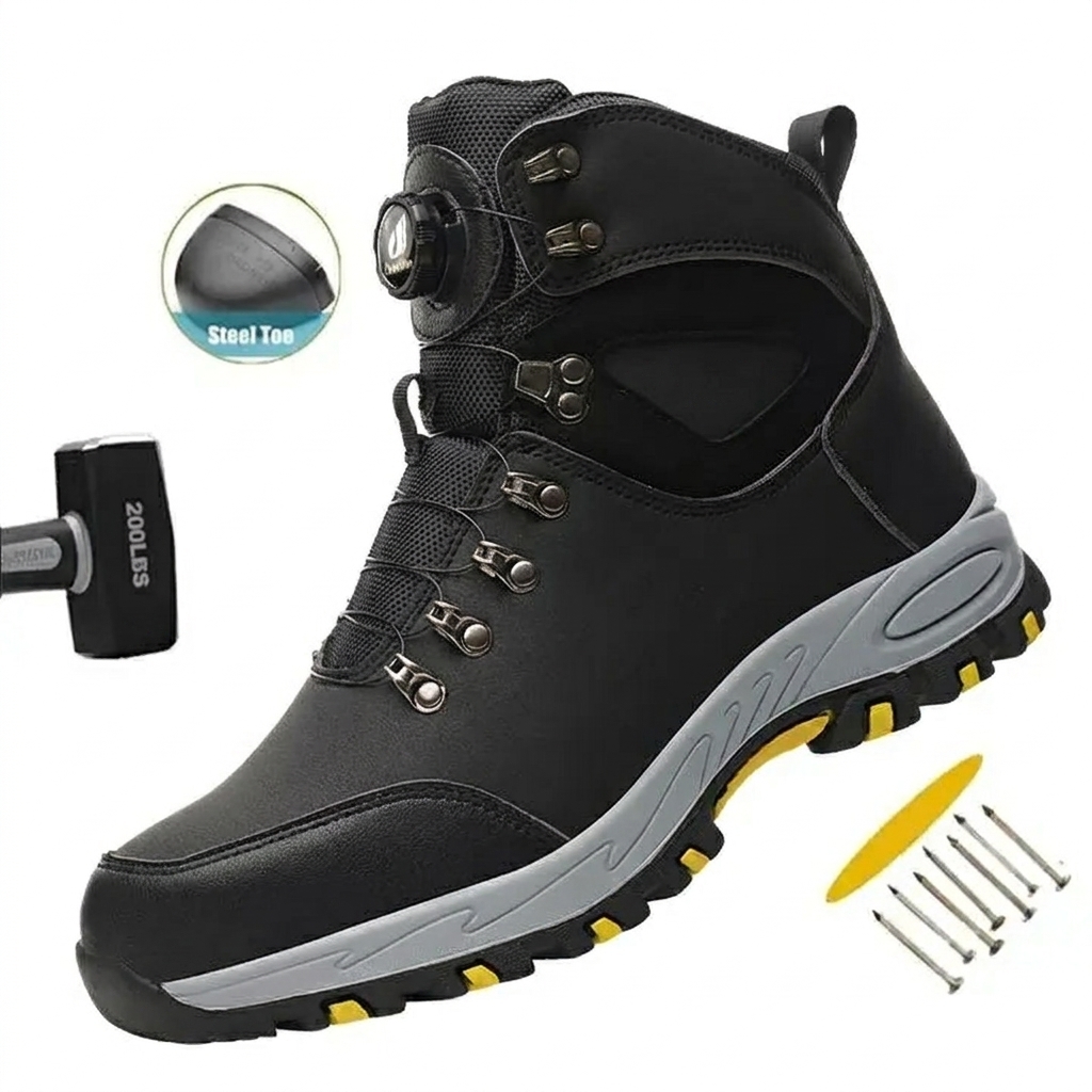 Men's Waterproof Safety Boots – Rugged Steel-Toe Work Boots with Crush and Puncture Resistance