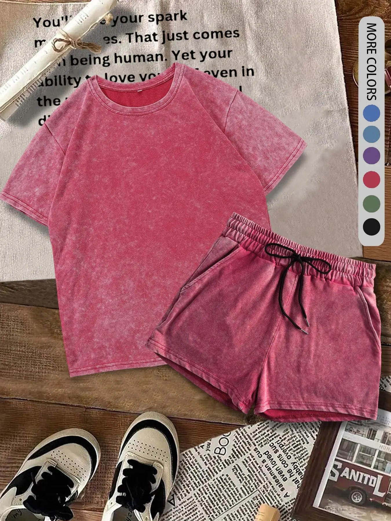 Women’s Denim-Effect Print Matching Set