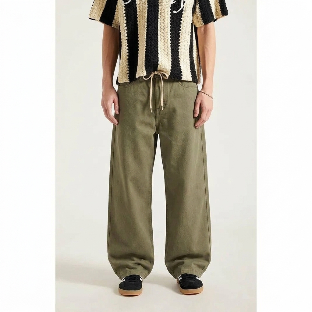 Loose Fit Drawstring Baggy Jeans