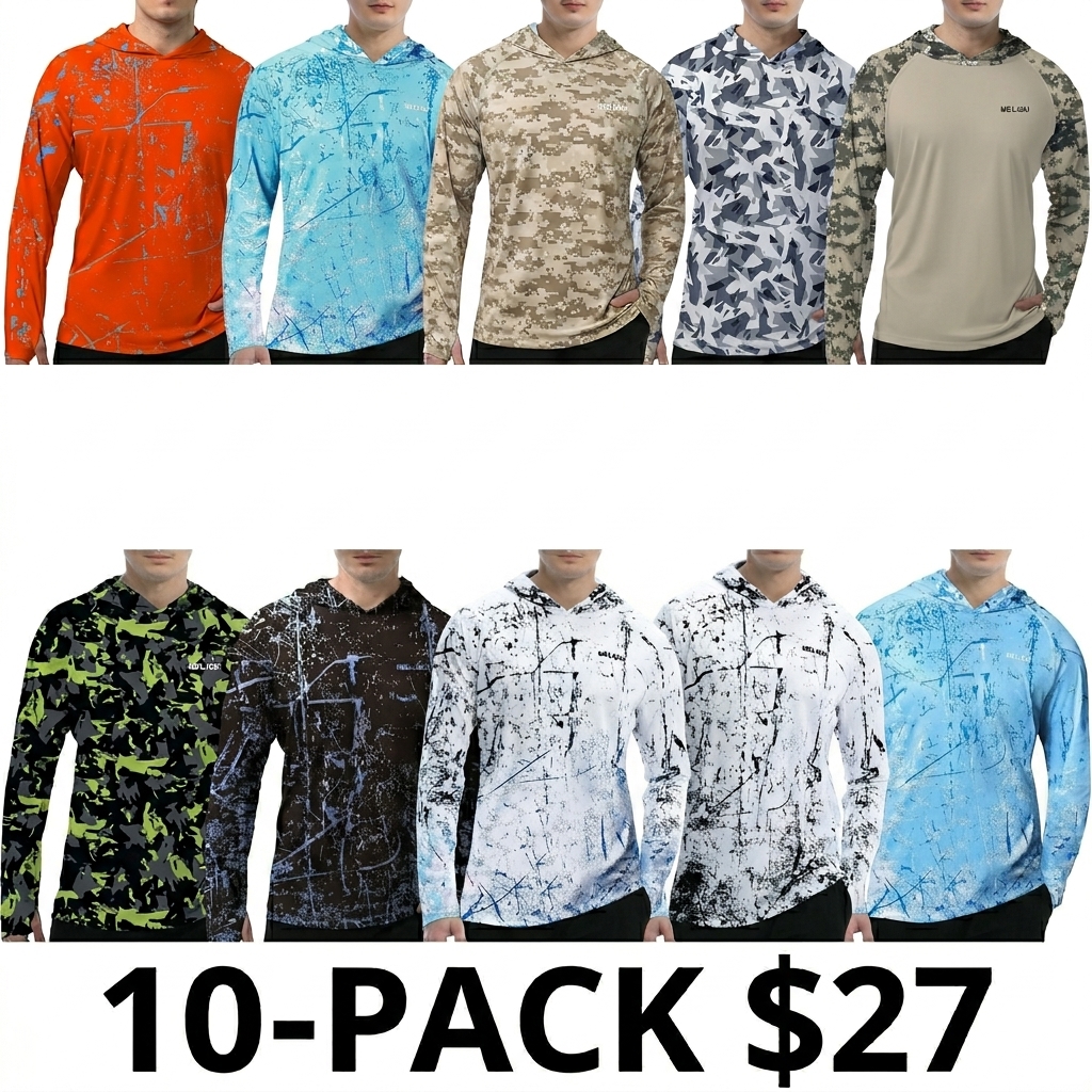 Men's UPF 50+ Sun Protection Hoodie Shirt Long Sleeve SPF Fishing Outdoor UV Hiking Lightweight Shirts