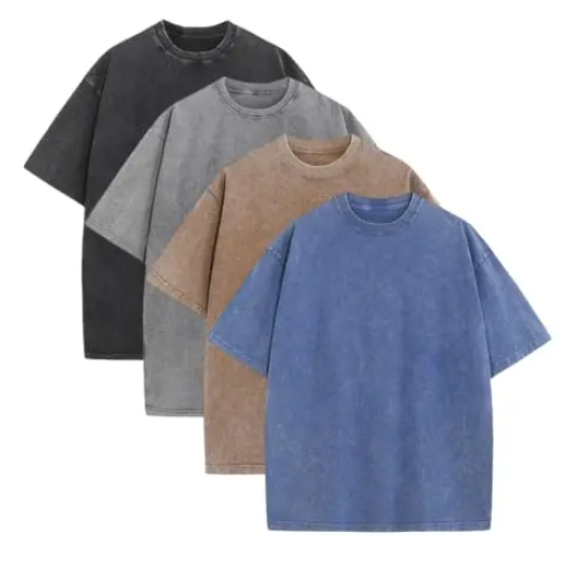 Unisex Gym Vintage Heavyweight T Shirts Cotton Workout Acid Wash Baggy Tees