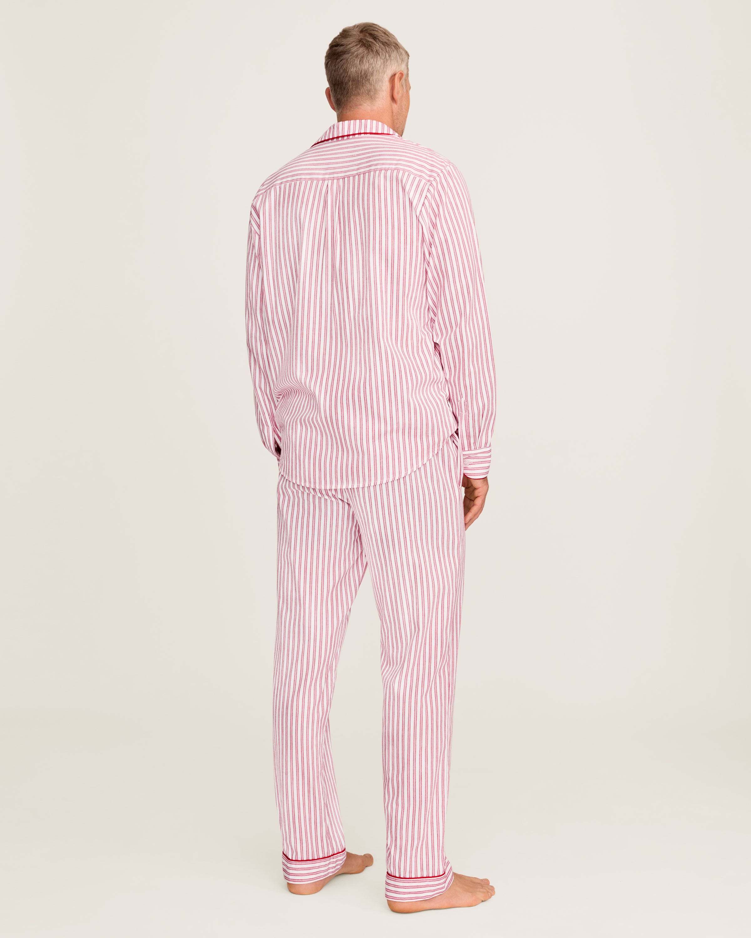 Men's Twill Pajama Set in Antique Red Ticking