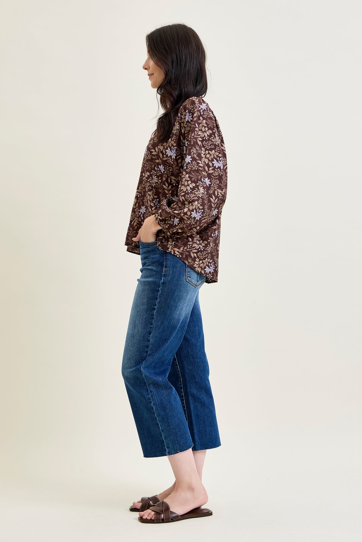 Dolly High Rise Back Pocket Classic Cropped Wide Leg Jeans
