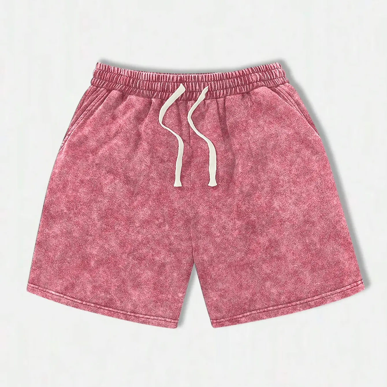 Men’s Snow-Wash Cotton Blend Drawstring Shorts