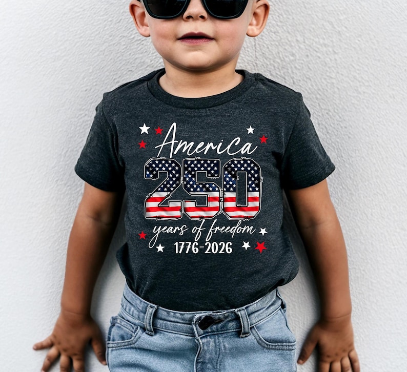 America 250th Anniversary Kids Shirt, United States of Patriotic Flag Toodler Tee, 4th of July T-Shirt, 250 Years of Independence Top