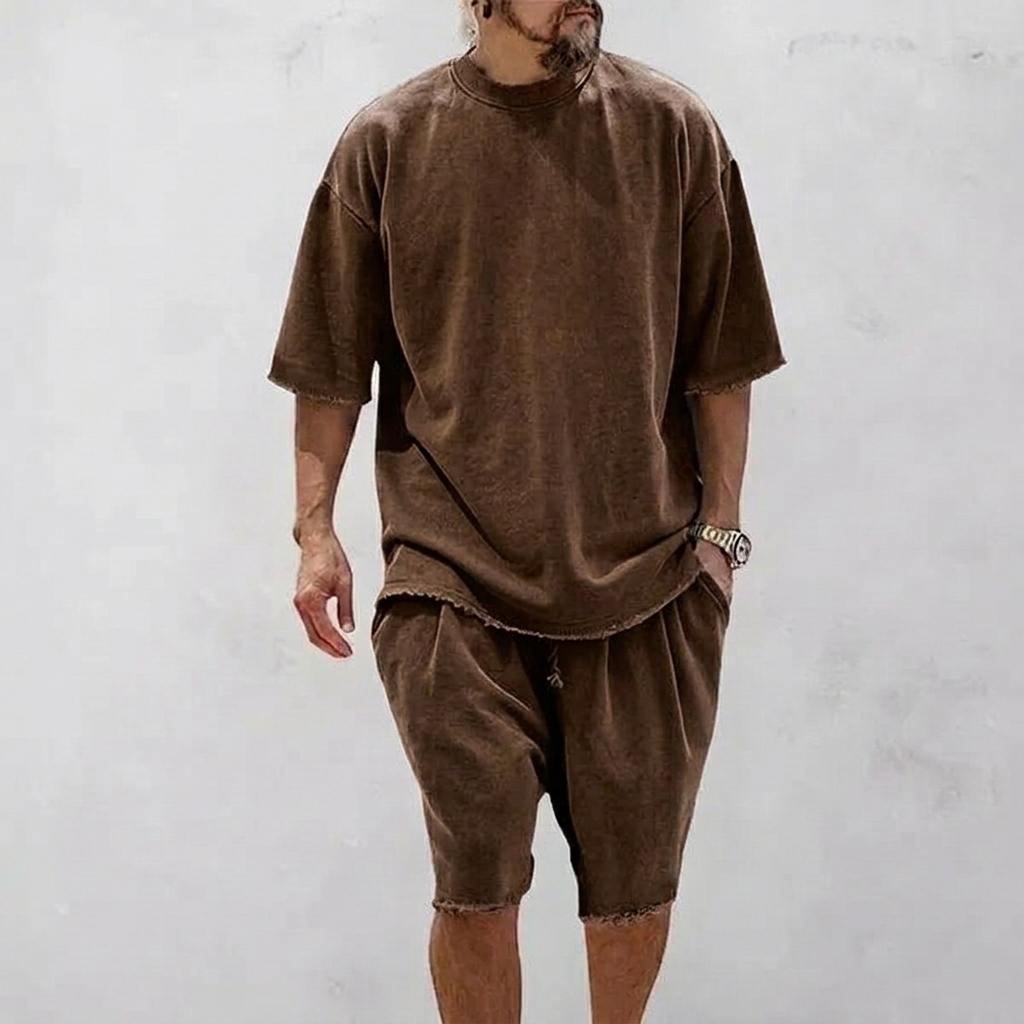 Men's Textured Casual Loose Fit 2-Piece Sweatsuit - Athletic Tracksuit Set