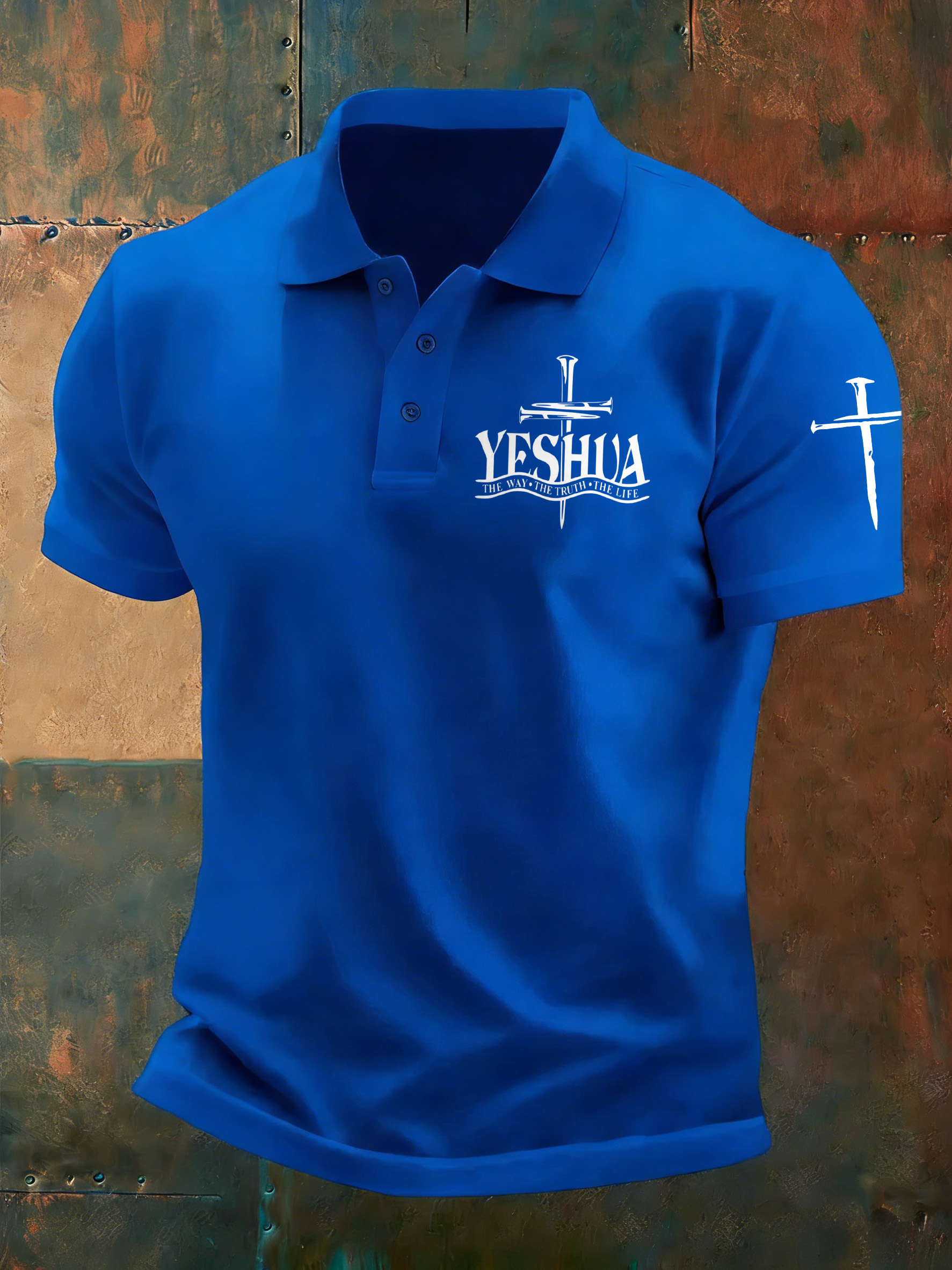 Men'S Casual Faith Jesus Collar Button Polo Shirt