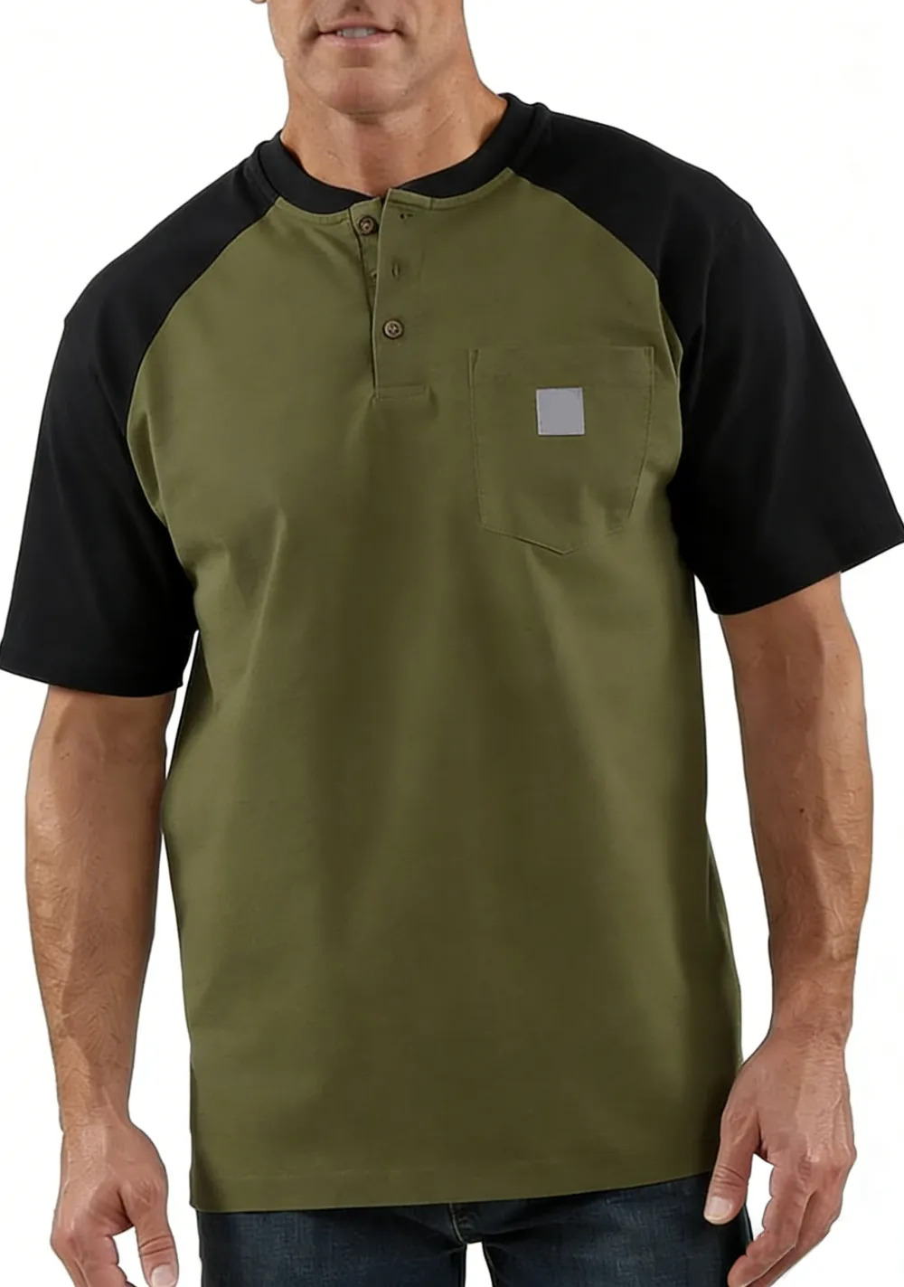 Men's color-blocked short-sleeved shirt