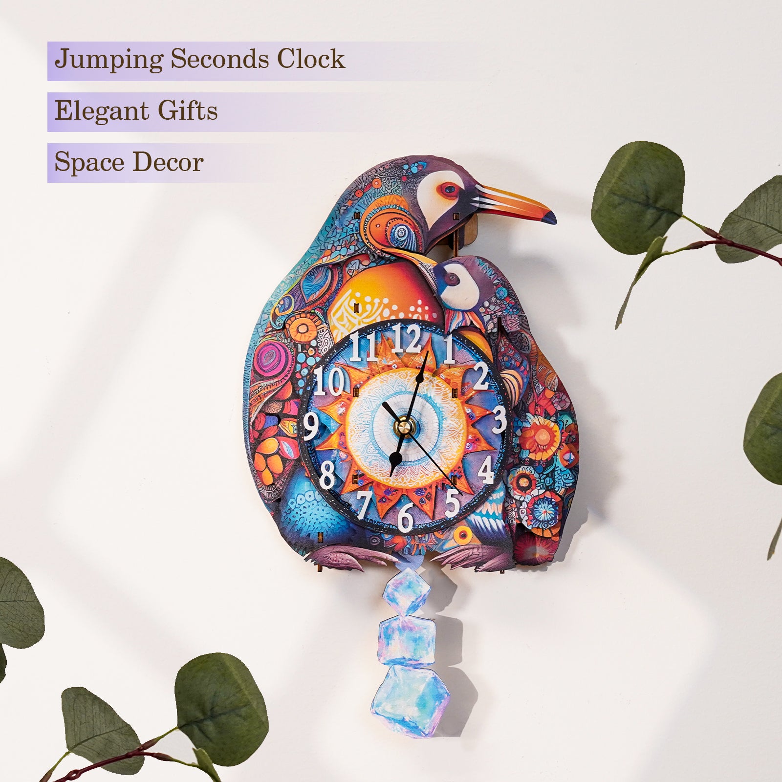 Parent-Child Penguins – DIY Wooden Clock, 3D Puzzle Craft Kit