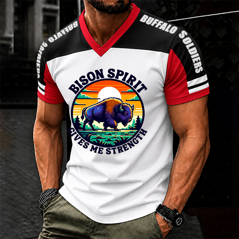 Men's Buffalo Soldier Summer V-Neck T-Shirt