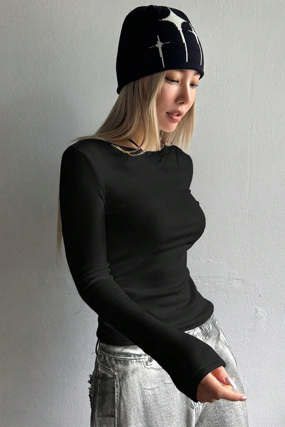 Fleece Lined Slim Fit Long Sleeve T Shirt