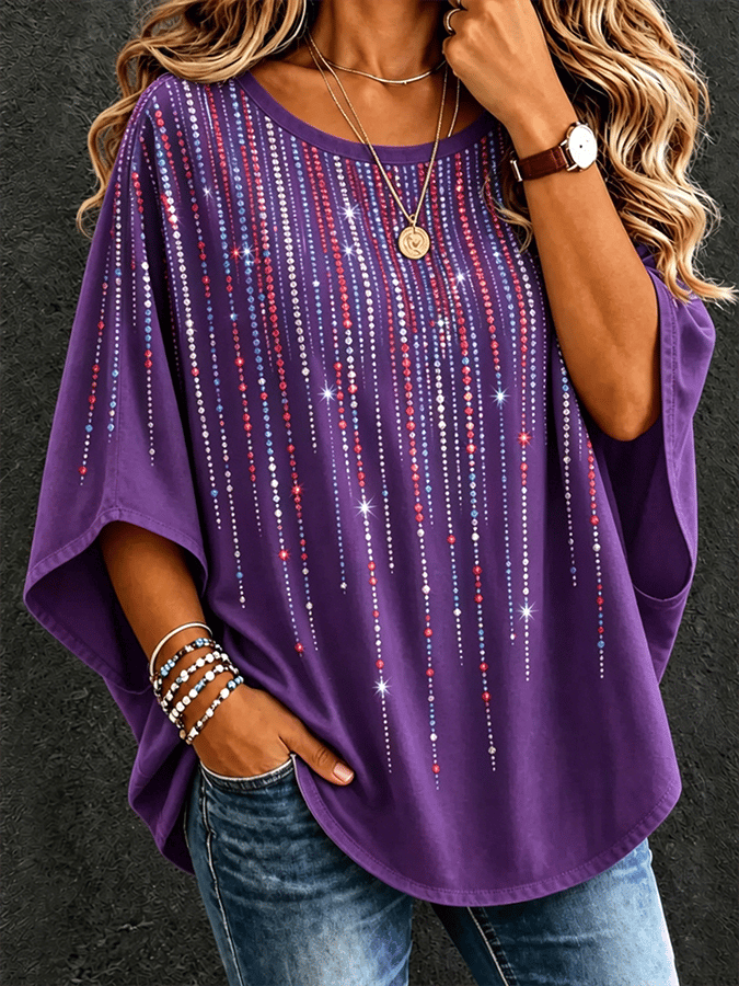 Women's American Flag Vintage Loose T-Shirt