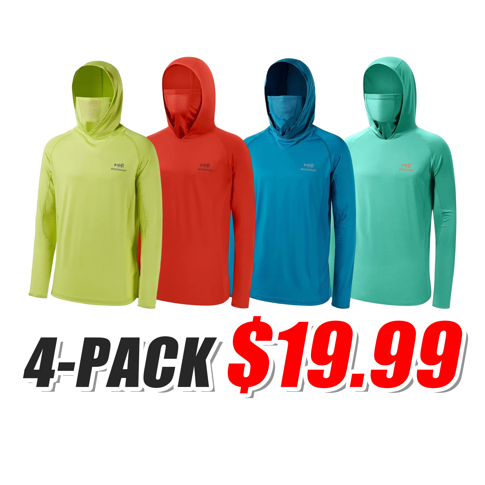 🔥 HOT SALE 📦 8-PACK DEAL ☀️☀️☀️UPF 50+ Men’s Long Sleeve Fishing Shirt with Mask UV Neck Gaiter Hoodie