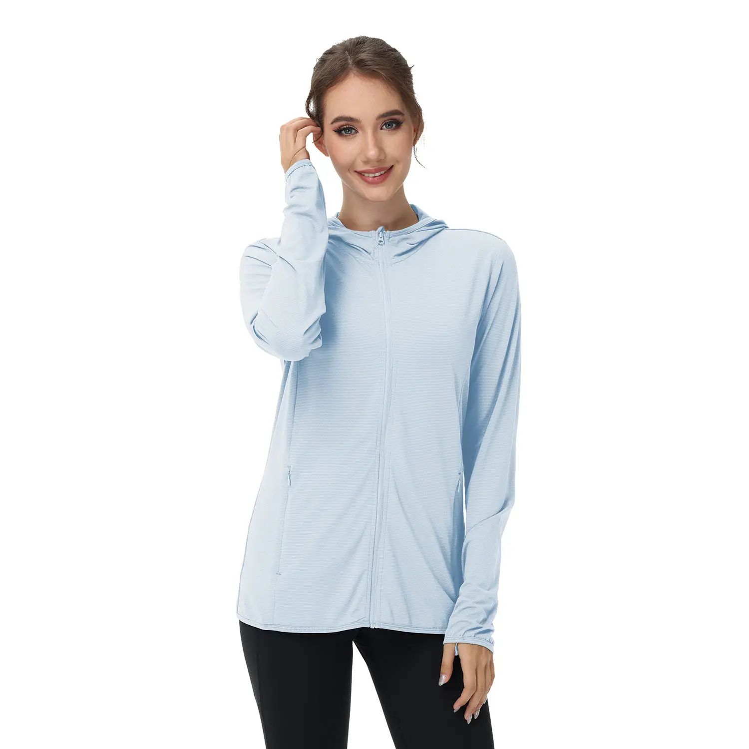 Women's Lightweight Long-Sleeved Sunscreen Hoodie Jacket - Full-Range Large Elastic