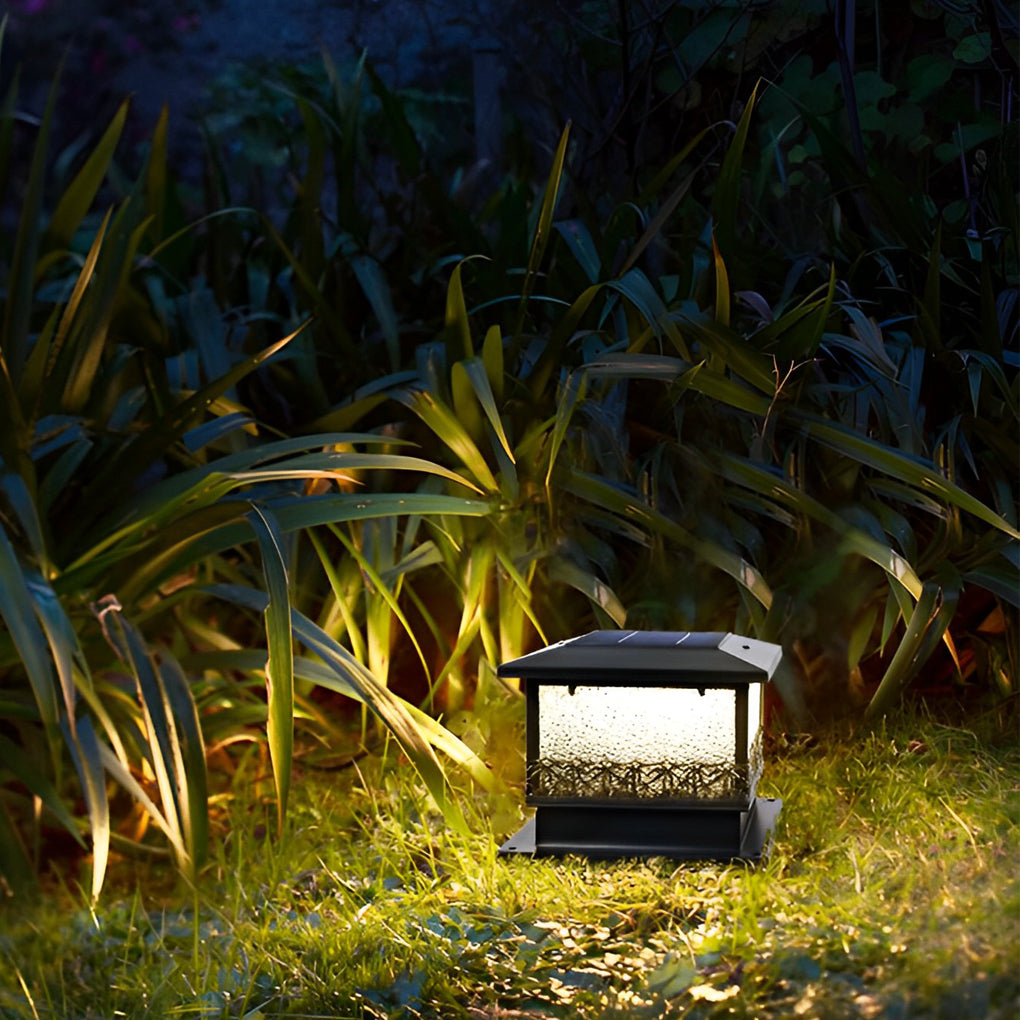 Creative Square Waterproof LED Black Modern Solar Fence Post Lights
