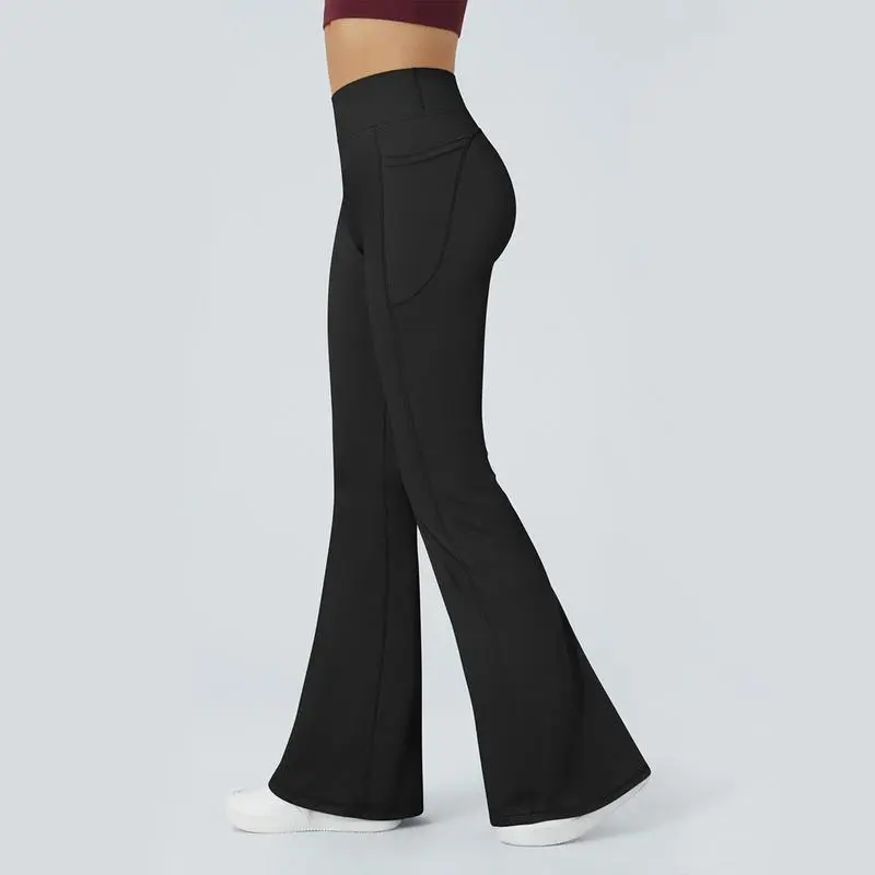 OYV Women Workout Flare High Waist Butt Lifting Casual Soft Leg Flared Bottoms with Pockets
