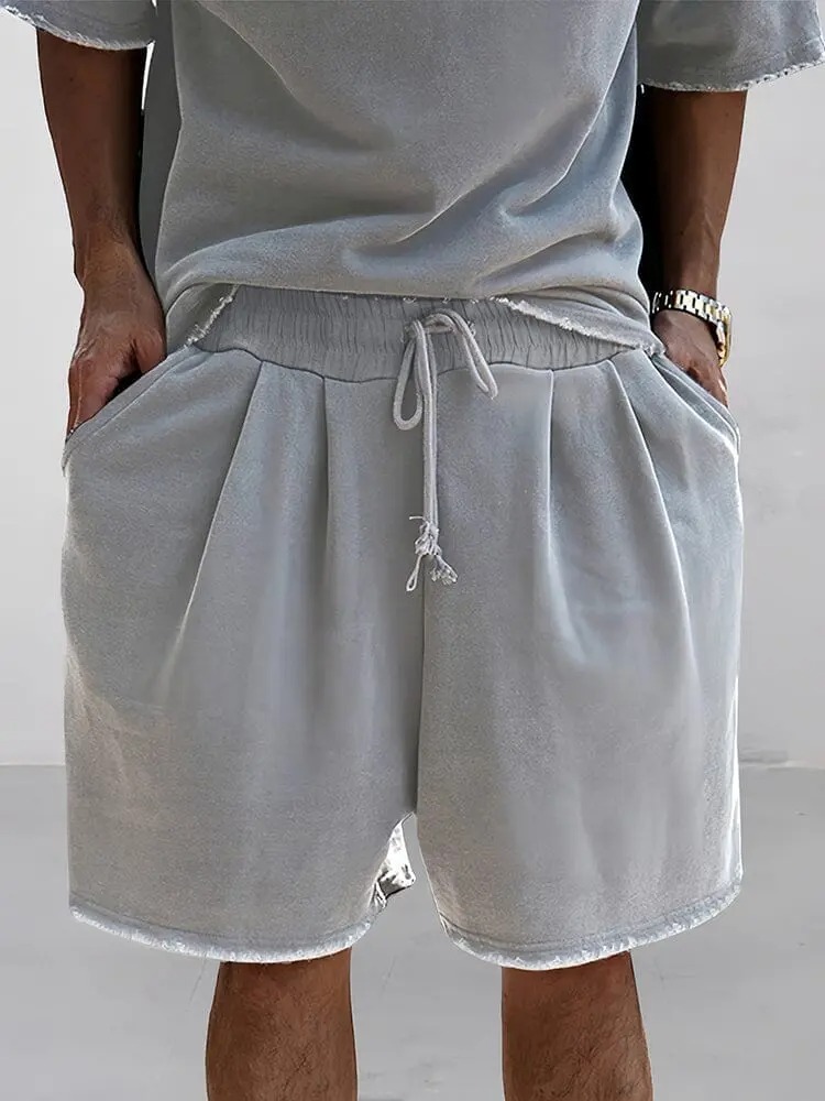 🔥🔥Men’s Cotton Relaxed Fit Sweat Set – Casual T-Shirt & Shorts Lounge Outfit