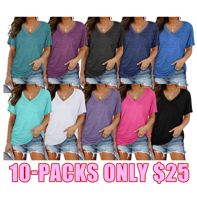 Essential Side-Ruched V-Neck Tee