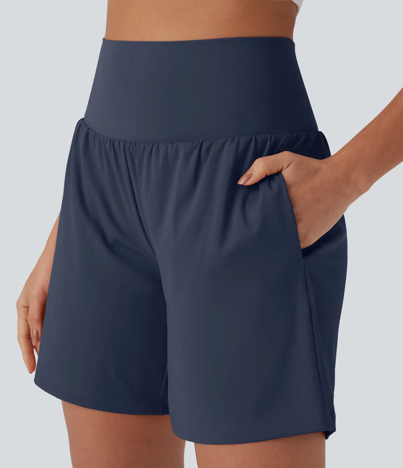 Women's 2-Piece Super High Waisted Back Pocket & Side Hidden Pocket 2-in-1 Yoga Shorts Set