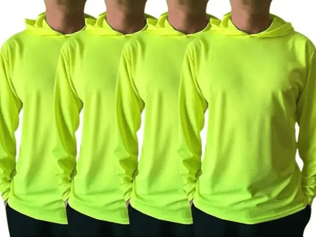 4 SHIRT PACK Hi Vis Long Sleeve Safety Shirt With Hoodie