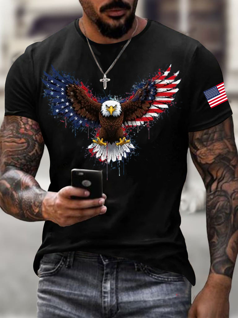 Men'S Bald Eagle American Printed T-Shirt
