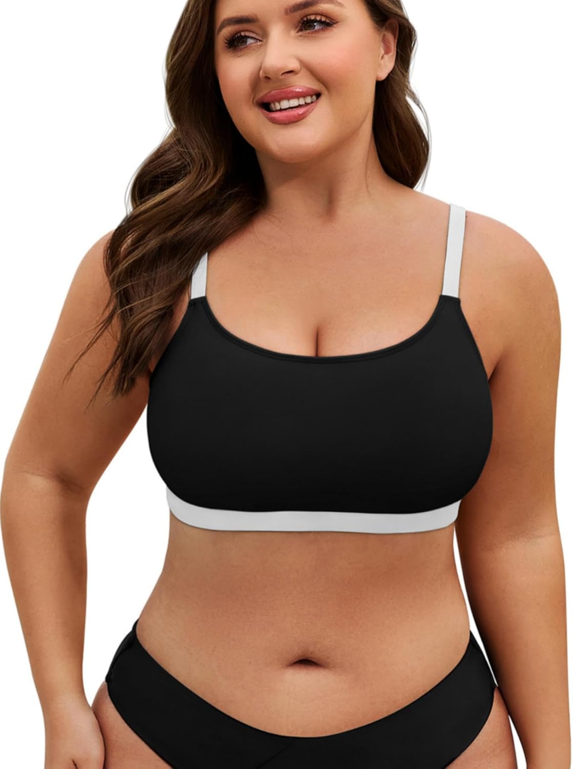 American Trends Plus Size Bikini Top for Women Large Bust Swim Tops Sports Swim Bra with Strong Support