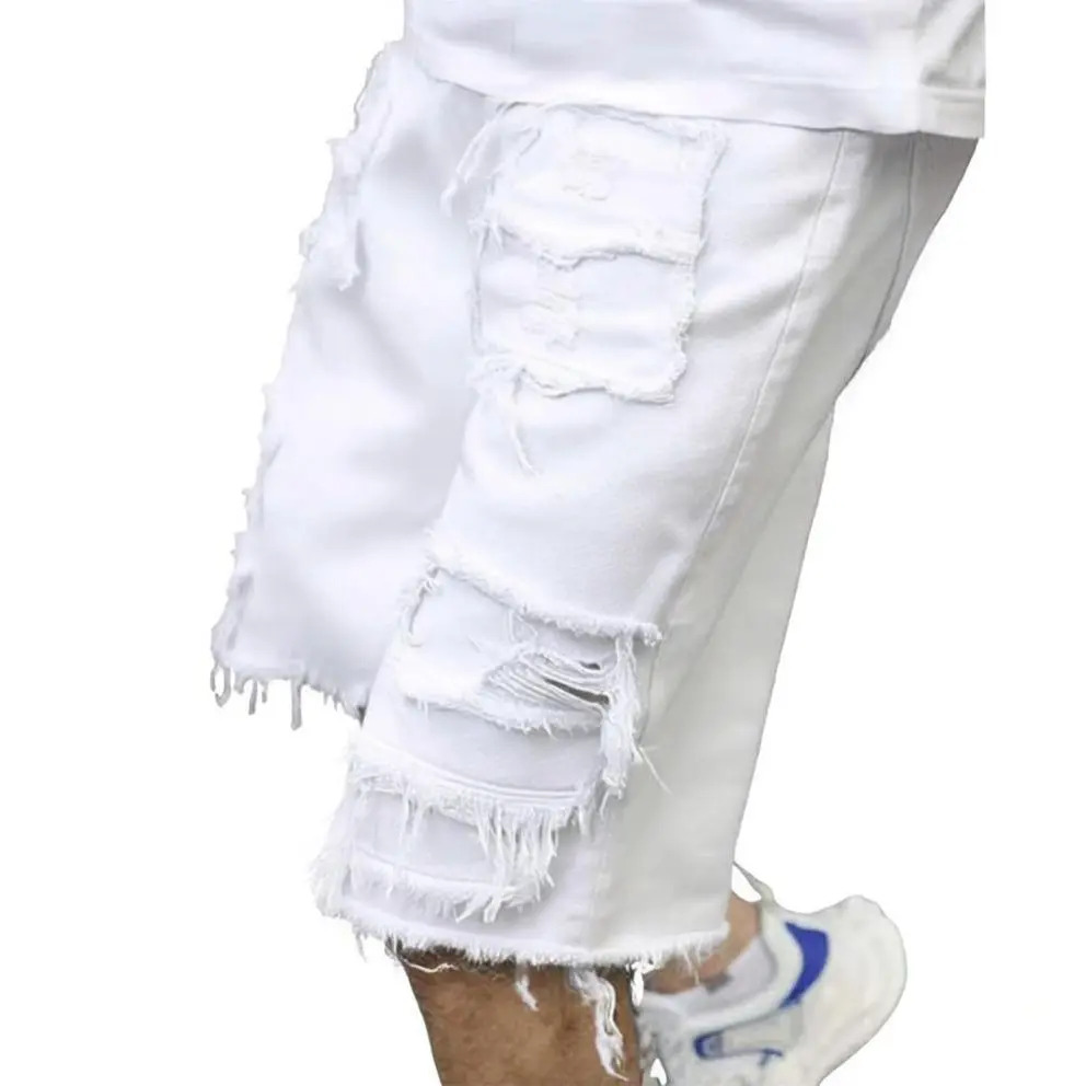 Raw Hem Denim Shorts with Rips – Edgy Urban Casual Warm-Weather Essential