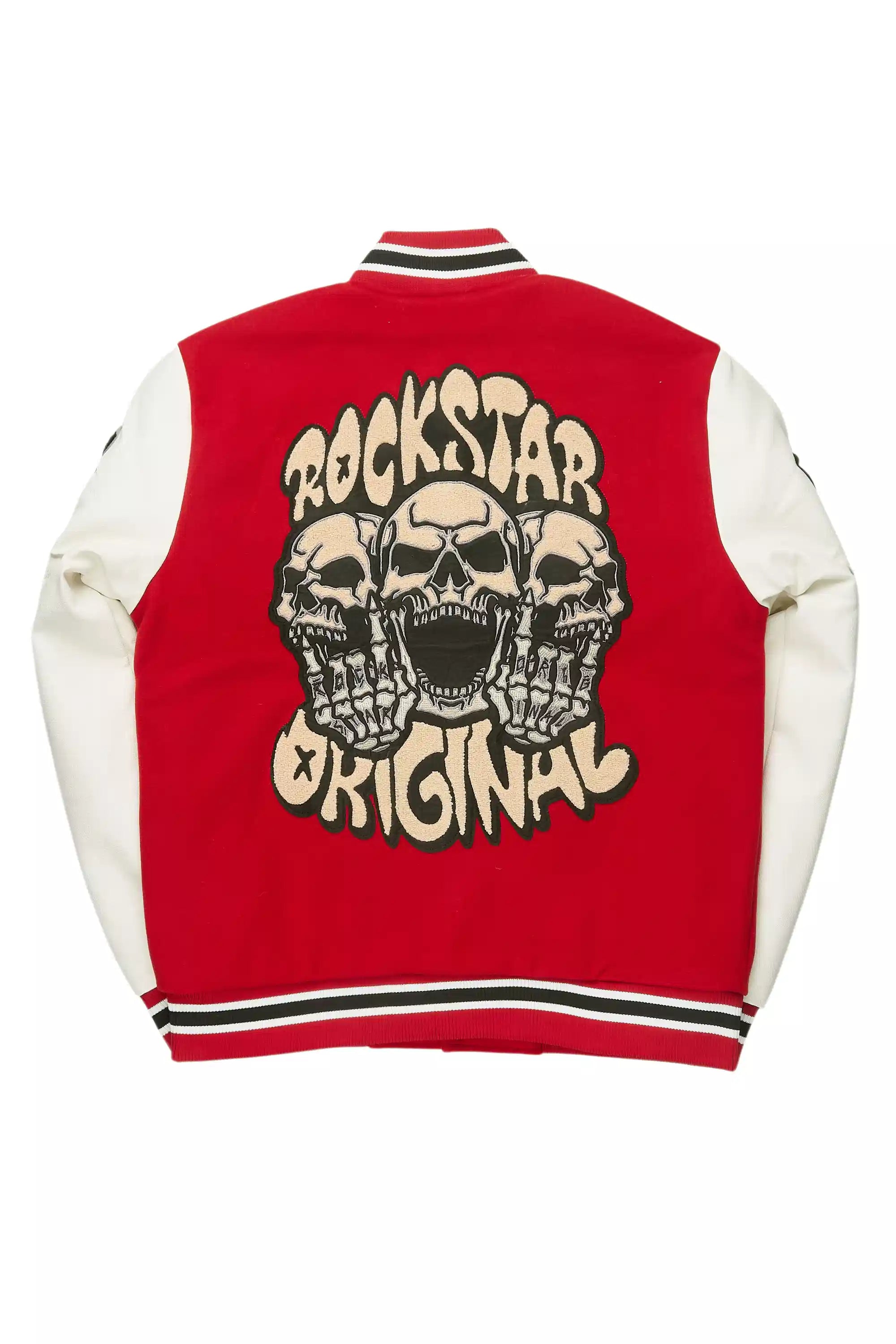 Nikkeda Red Oversized Varsity Jacket