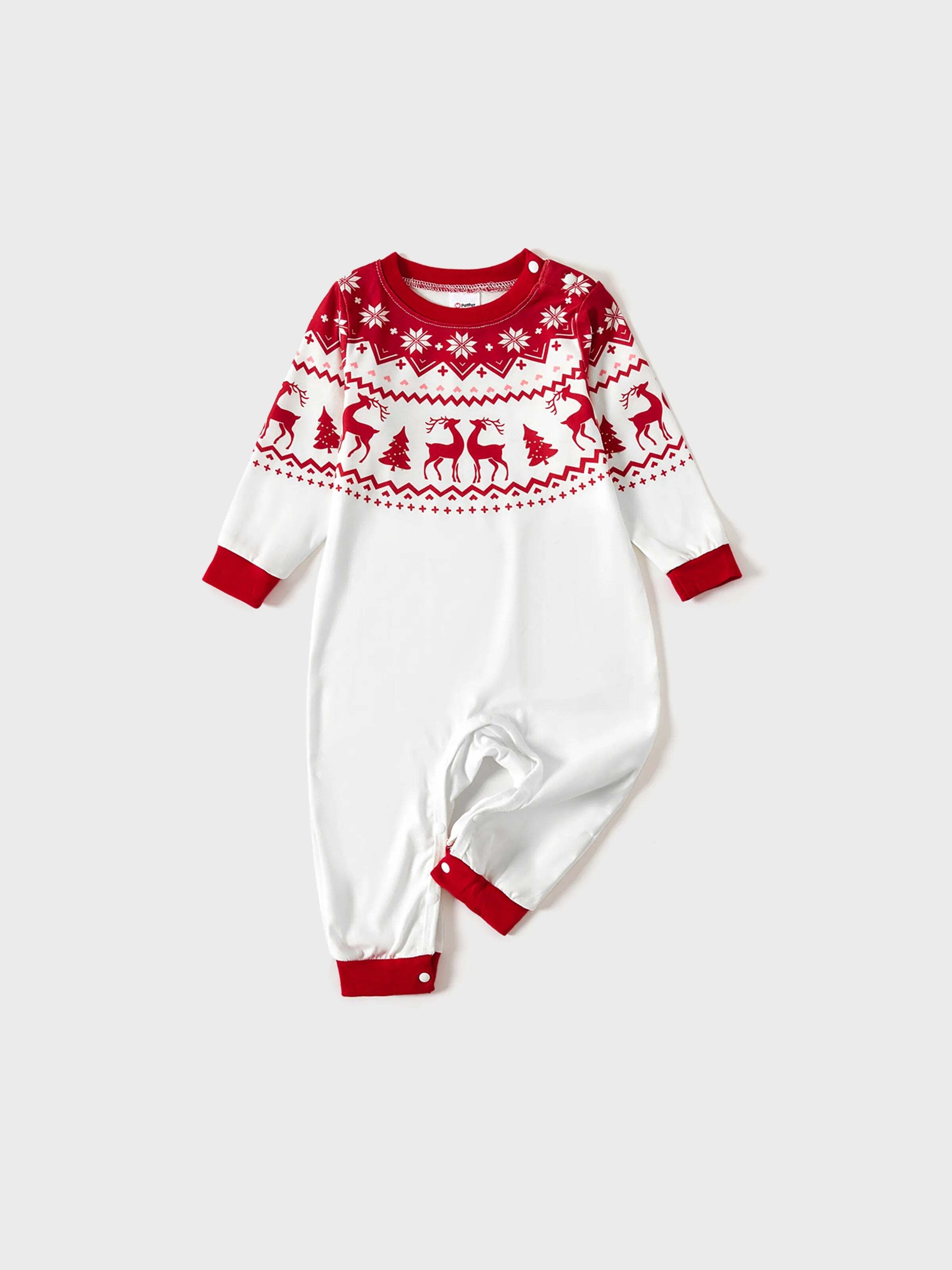 Christmas Reindeer and Snowflake Print Family Matching Pajamas Sets with Christmas Socks Red