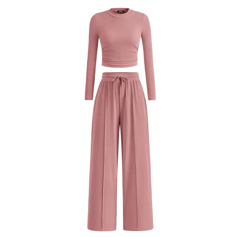 Women's 2-Piece Set – Top & Wide-Leg Pants