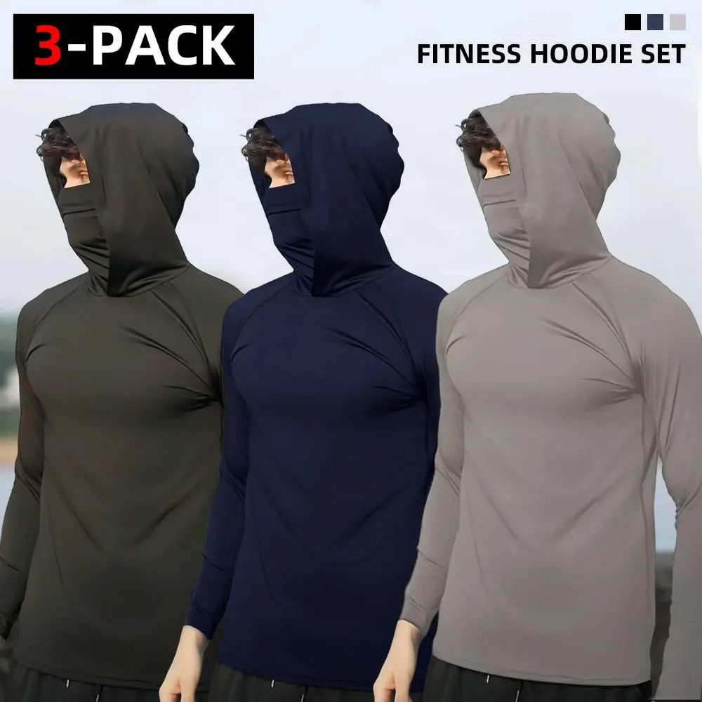 6-Piece Men's Casual Hoodie Pullovers Blue Black Light Gray Slim Fit Long Sleeve Lightweight UPF Sun Protection Soft Breathable Timeless Classic Versatile Machine Washable Comfort Multi-Occasion Wear Menswear Set Stylish Tops