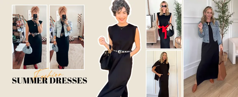 Women Loose Split Wrinkle-Free Long Dress with Pockets
