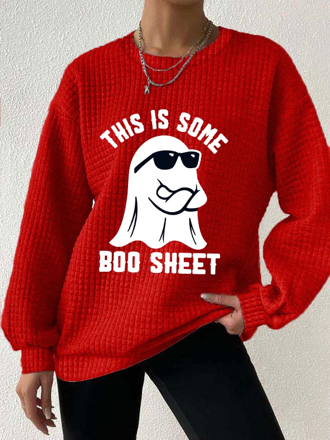 Women's Halloween This Is Some Boo Sheet Waffle Sweatshirt