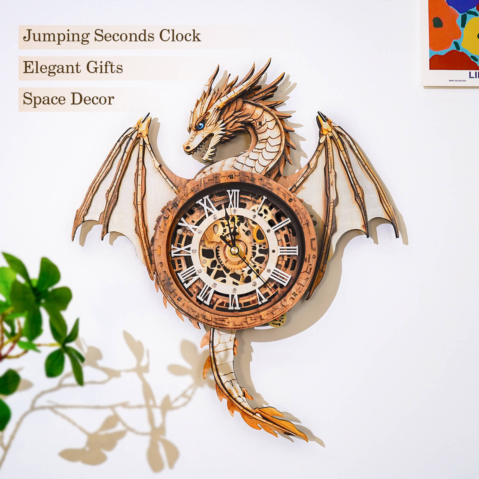 Ancient Dragon DIY Wooden Clock, 3D Puzzle Craft Kit