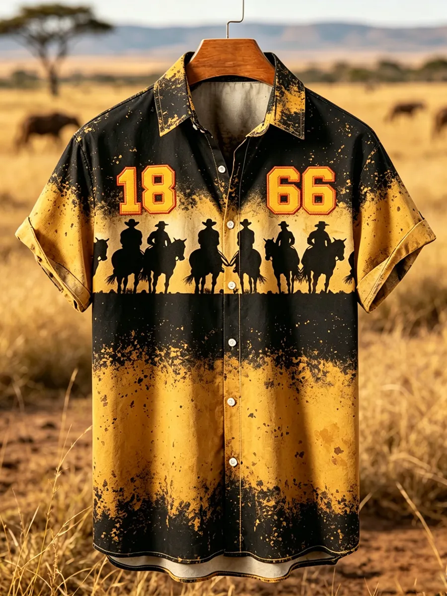 Men's Buffalo Soldier Retro Art Print Casual Shirt
