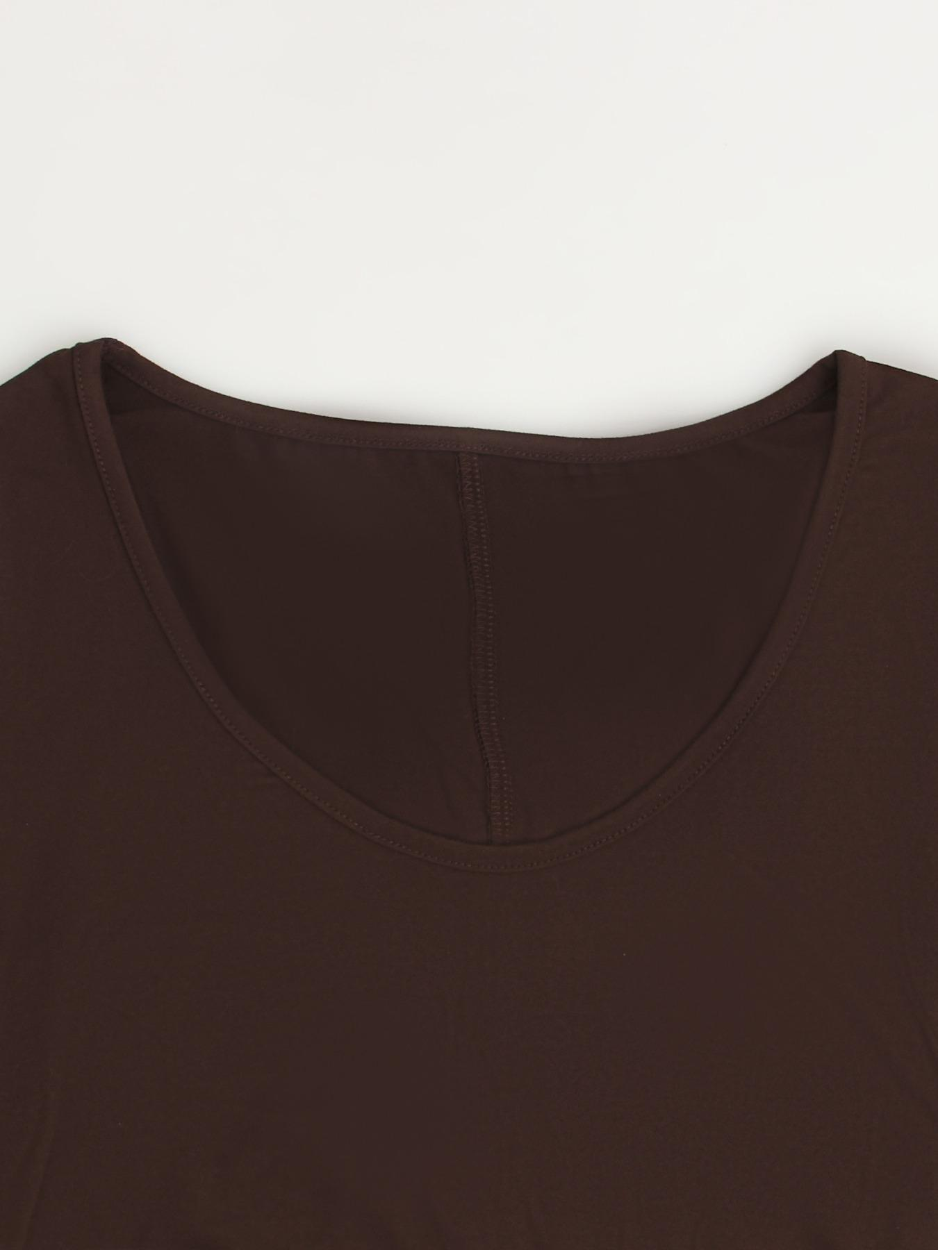 🔥🔥 Last Chance! 6 Pieces for $24.9, Today Only! 🔥Women's Long Coffee Color Dress, Casual Fitted Style, Large Round Neck Short Sleeve Pocket Sleepwear, Soft Fabric All Seasons Wear