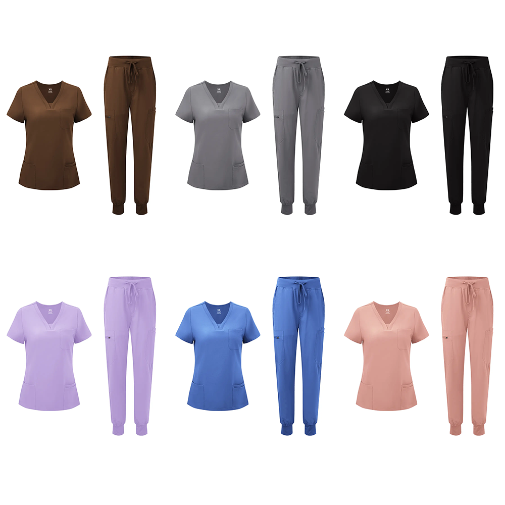 🔥🔥 Last Chance! 6 Sets for $24, Today Only! 🔥🔥 Women's V-Neck Scrub Top & 10-Pocket Cargo Workwear Uniforms Set – Basic Lady Workwear
