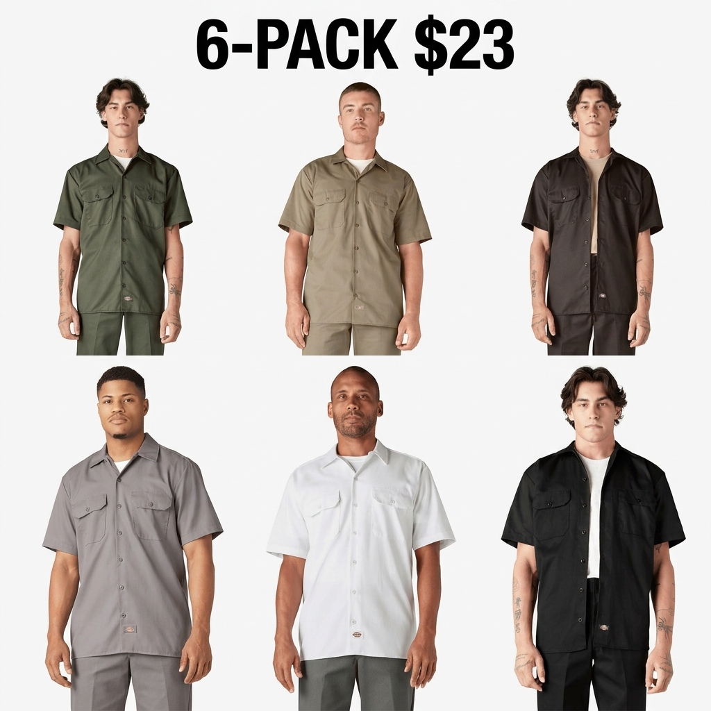 Short Sleeve Work Shirt, Classic Fit Work Wear, Fitted Style, Collared Neck, Secure Chest Pockets