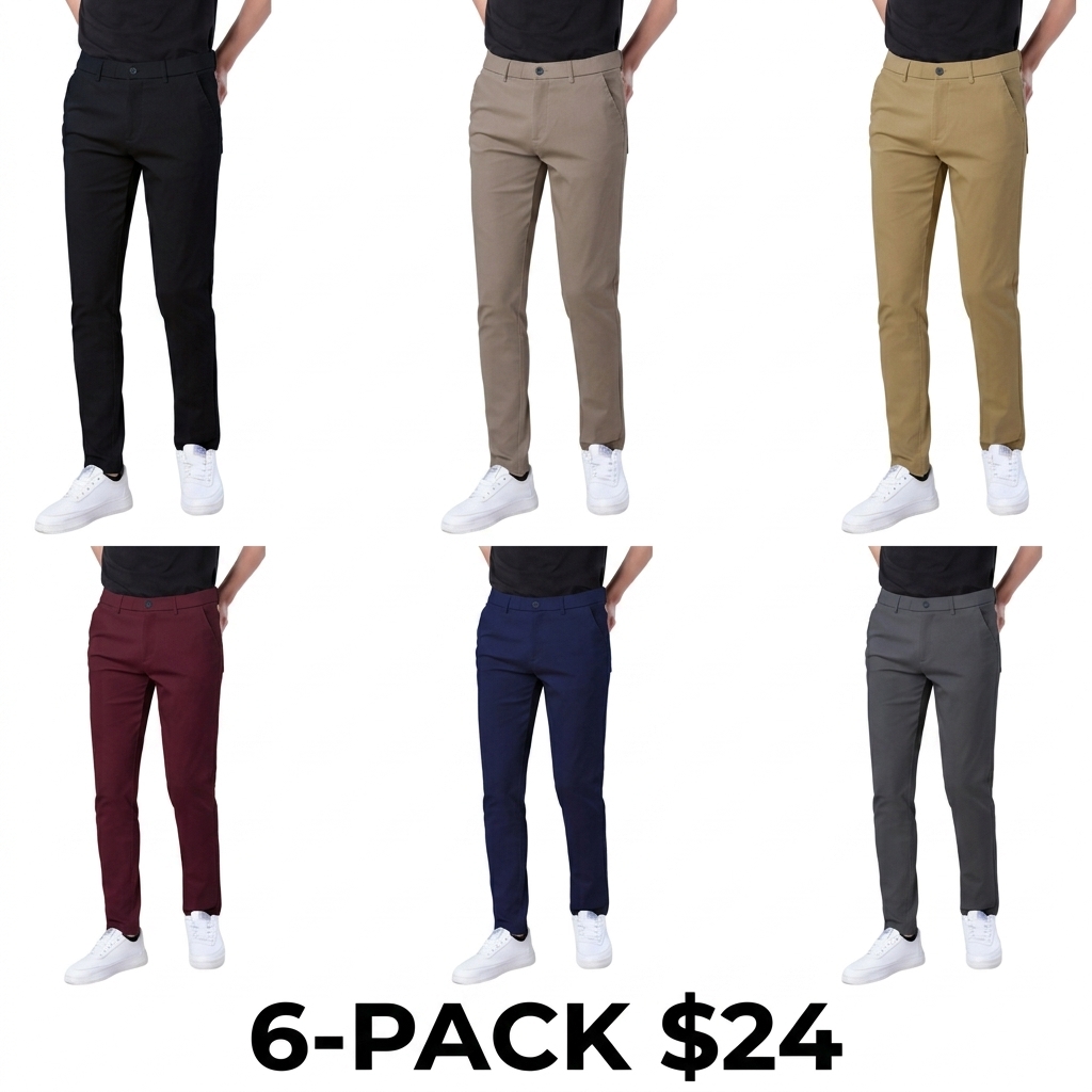 Men's Skinny Fit Khaki Pants – Tapered Casual Trousers with Stretch