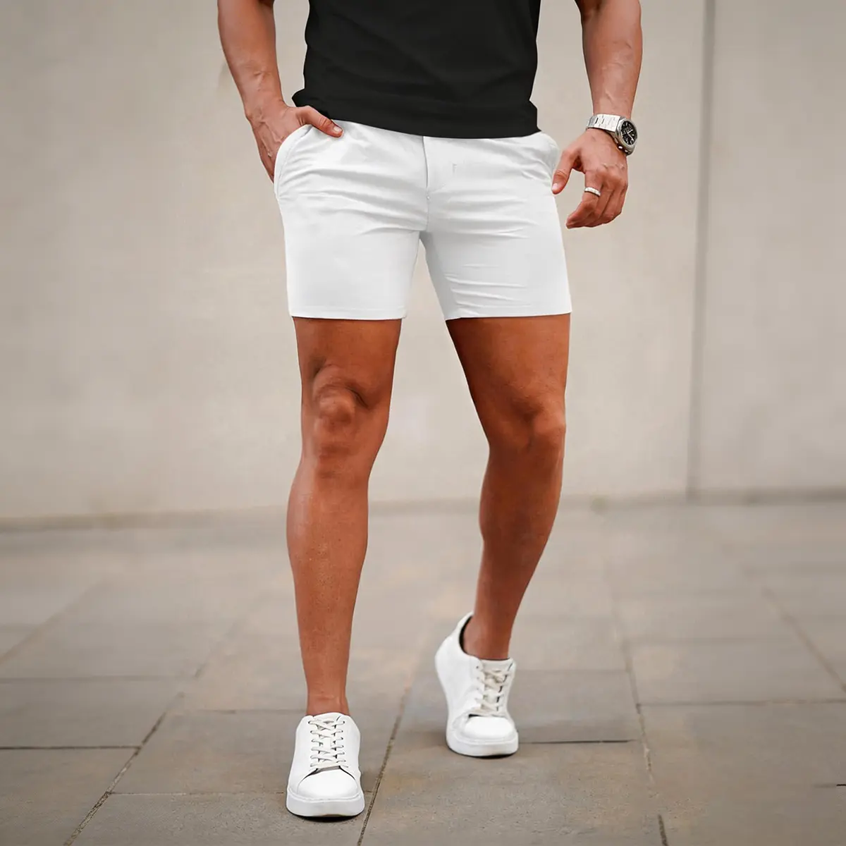 Men's 5 Inch Shorts Casual Stretch Slim Fit Chino Shorts Comfort Tapered Leg Skinny Short Pants Fathersdaygift