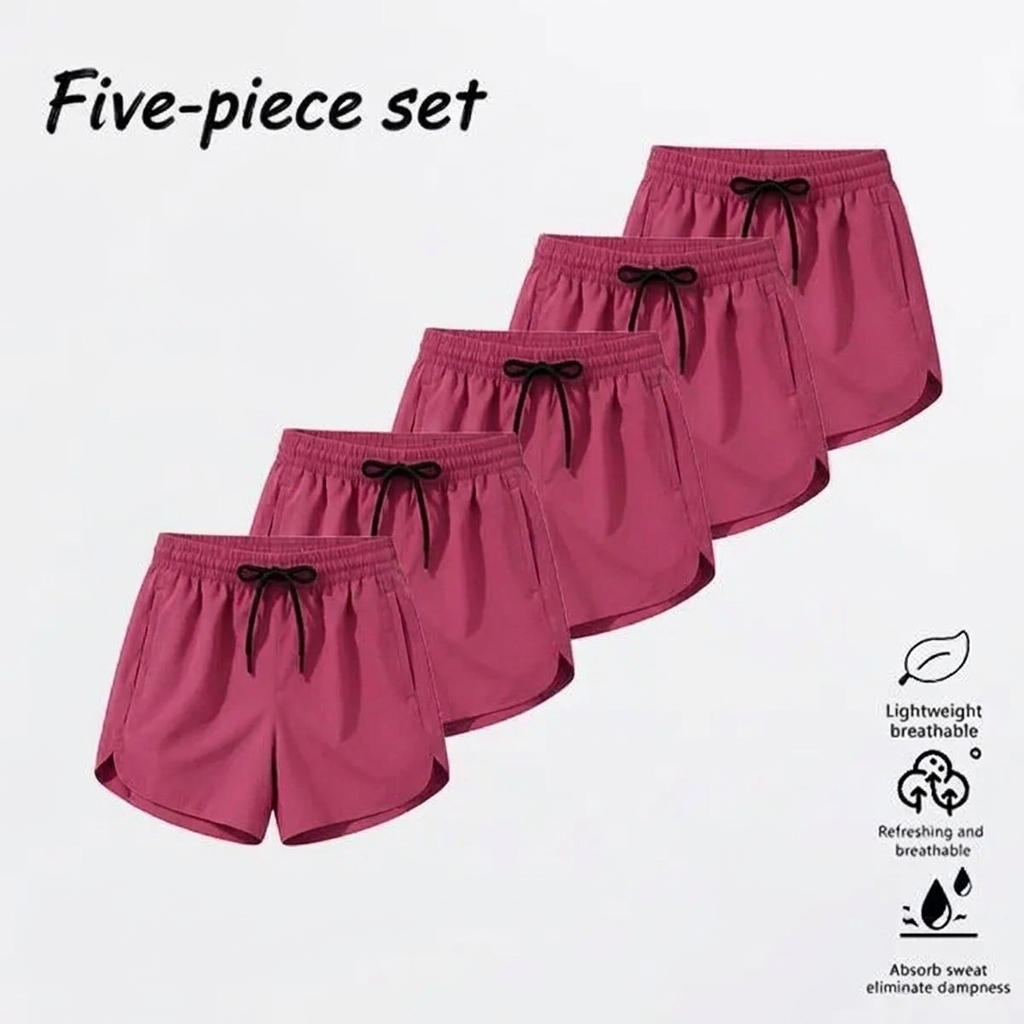 5-Pack Women's Quick-Dry Running Shorts with Pockets