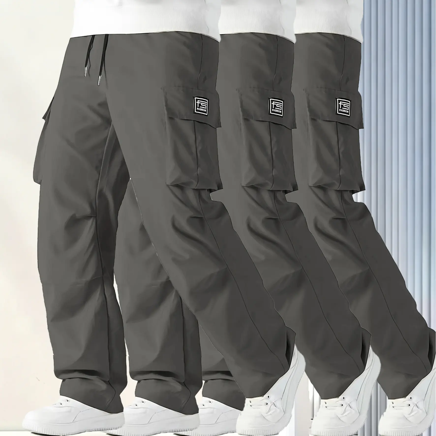 Men's Tactical Cargo Pants, Elastic Waistband & Multi-Pocket Design