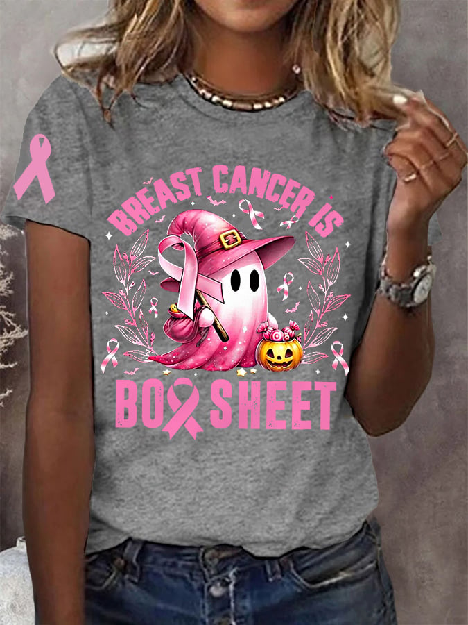 Women's Breast Cancer Is Boo Sheet Pink Halloween Ghost Breast Cancer Awareness Warrior Tee