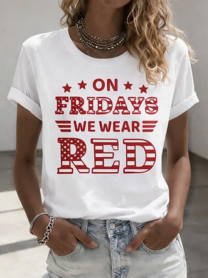 Women's Red Friday Print T-Shirt