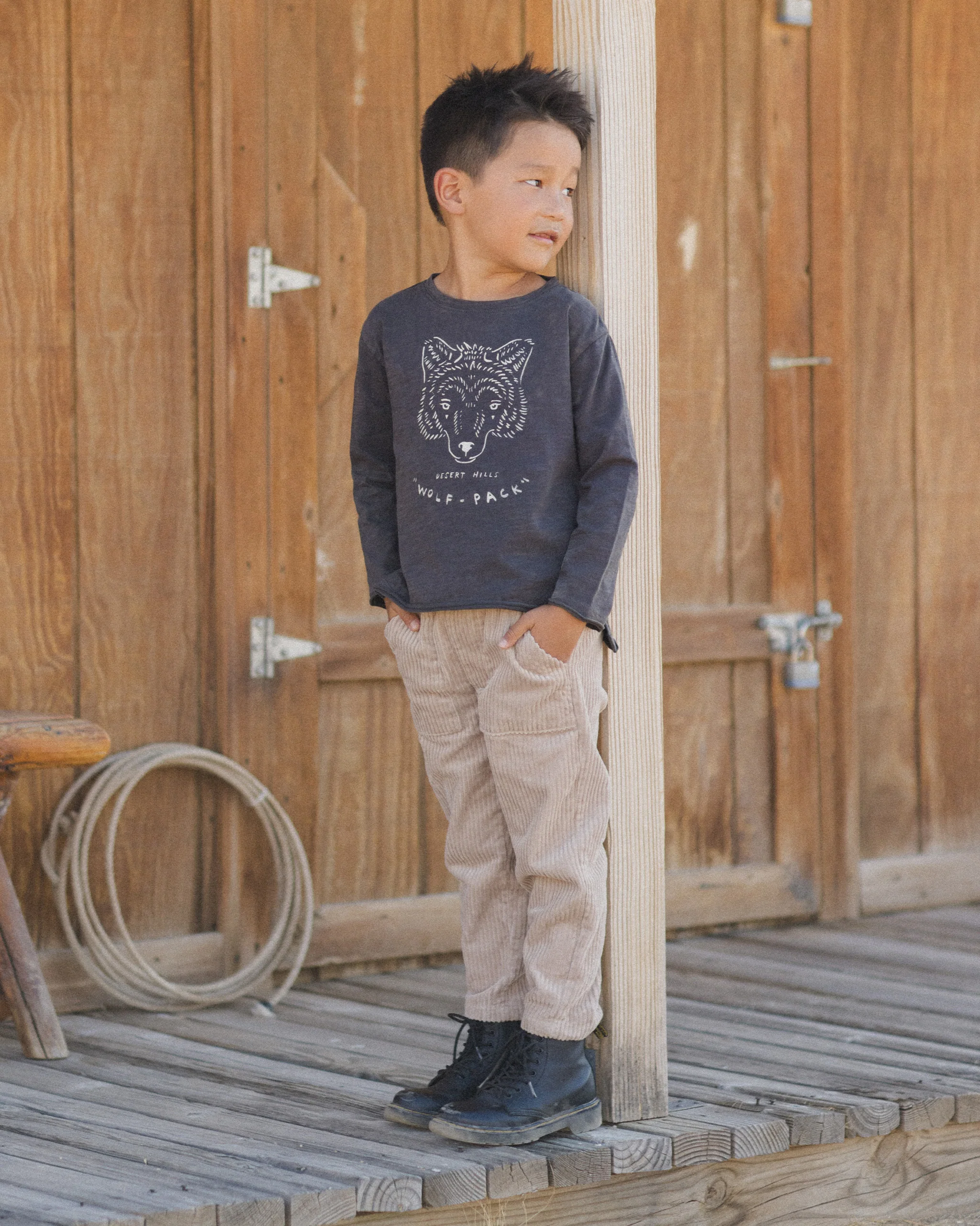 Raw Edge Long Sleeve Tee || Wolf Pack