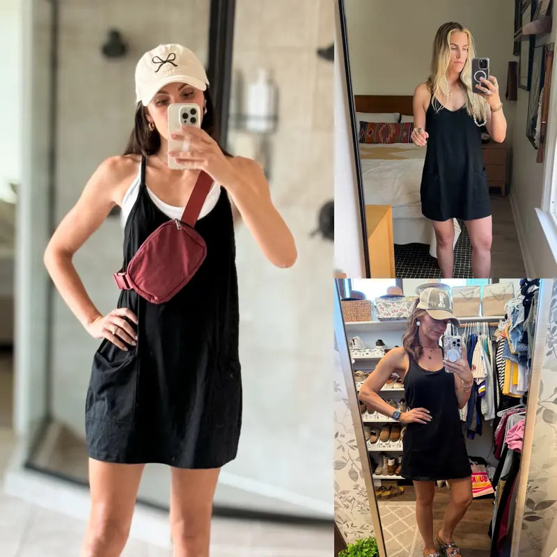 Women's Sleeveless Athletic Dress – Built-in Shorts with Pockets